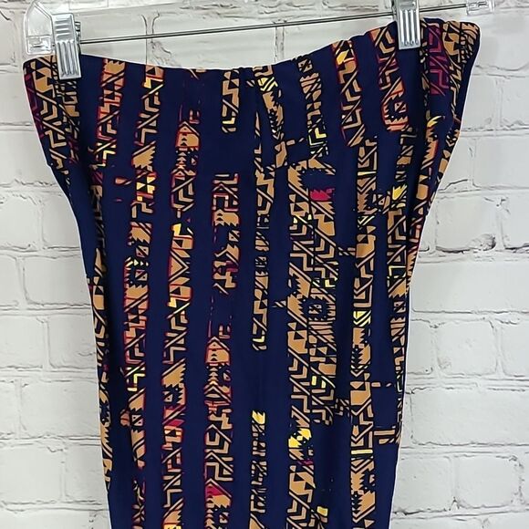 LuLaRoe NEW Tall & Curvy TC (12-22) Navy Tribal Stripe Butter Soft Legging Pants - Picture 5 of 7